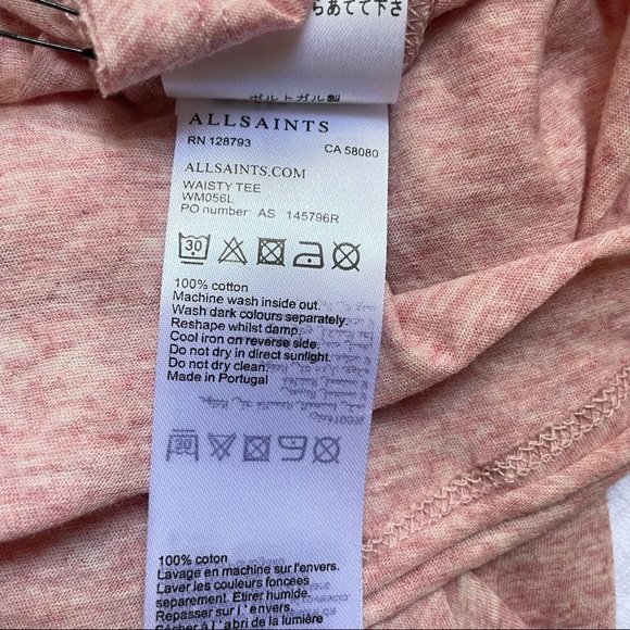 ALLSAINTS Pink Marl Waisty Feminine Romany Sleeveless Top Size XS New - Picture 8 of 15